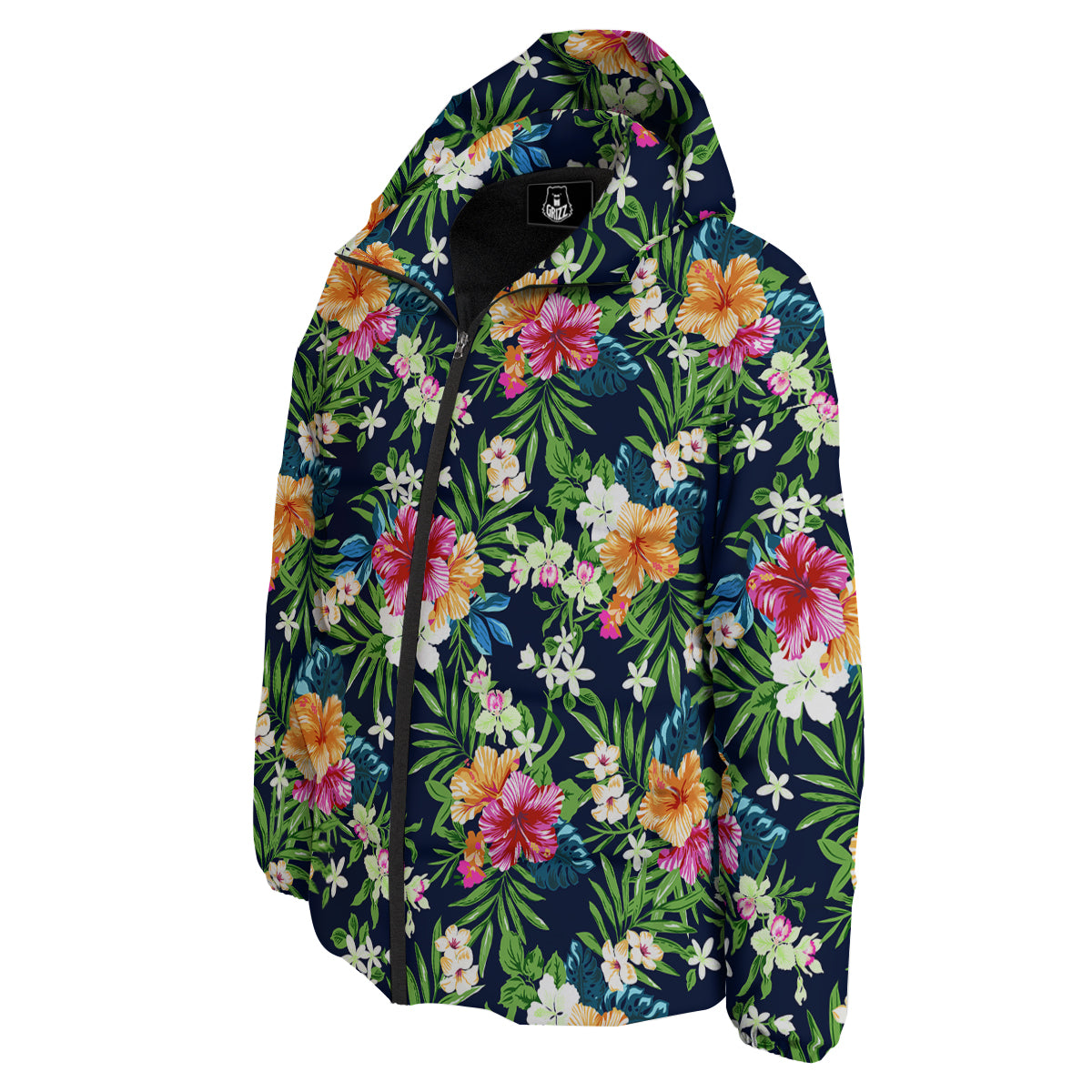 Flowers Tropical Print Pattern Down Jacket-grizzshop