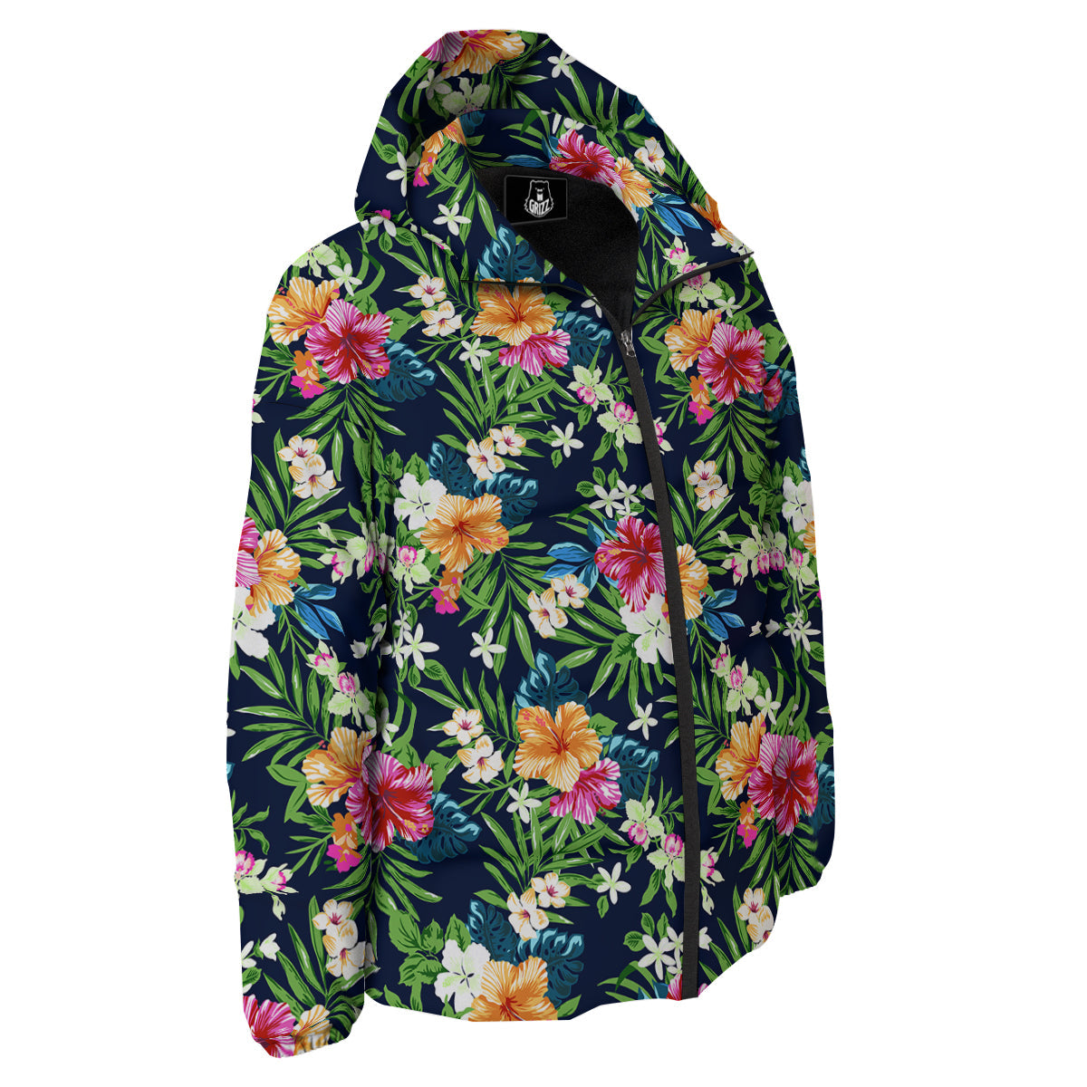 Flowers Tropical Print Pattern Down Jacket-grizzshop