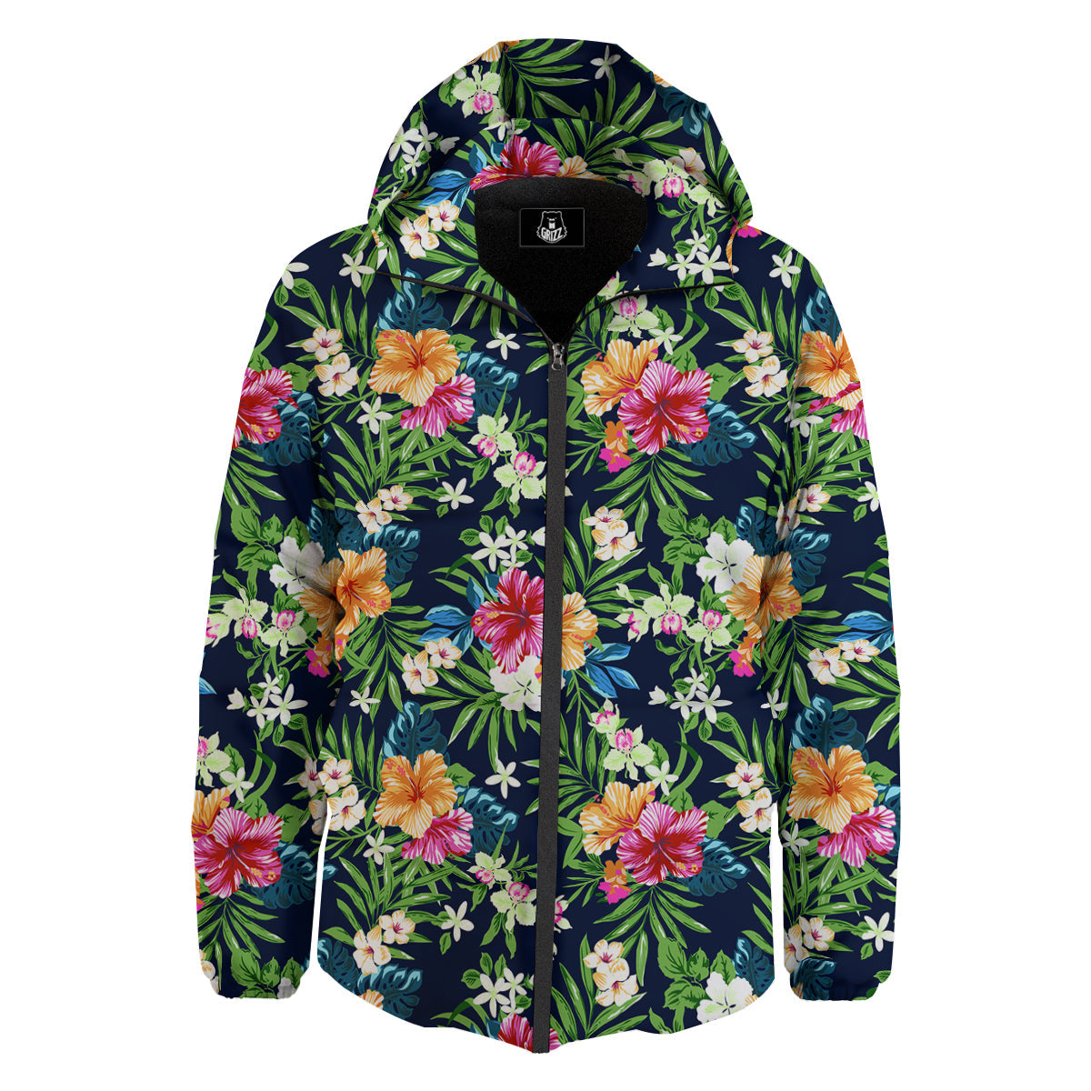 Flowers Tropical Print Pattern Down Jacket-grizzshop