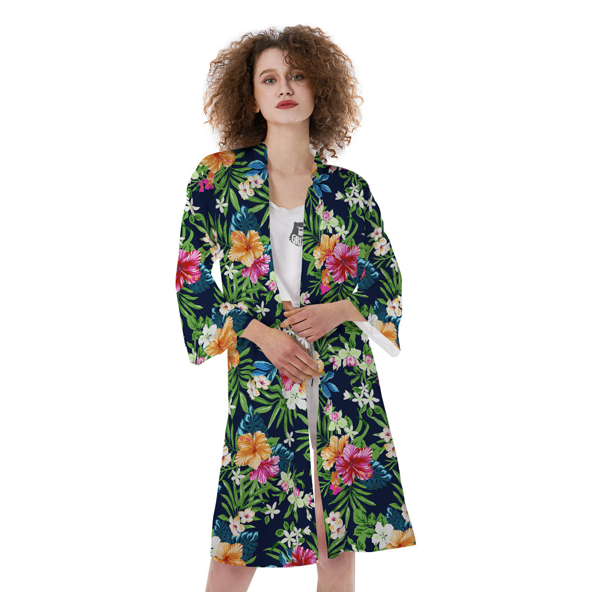 Flowers Tropical Print Pattern Kimono-grizzshop