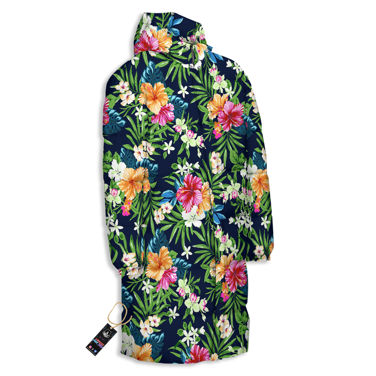 Flowers Tropical Print Pattern Long Down Jacket-grizzshop