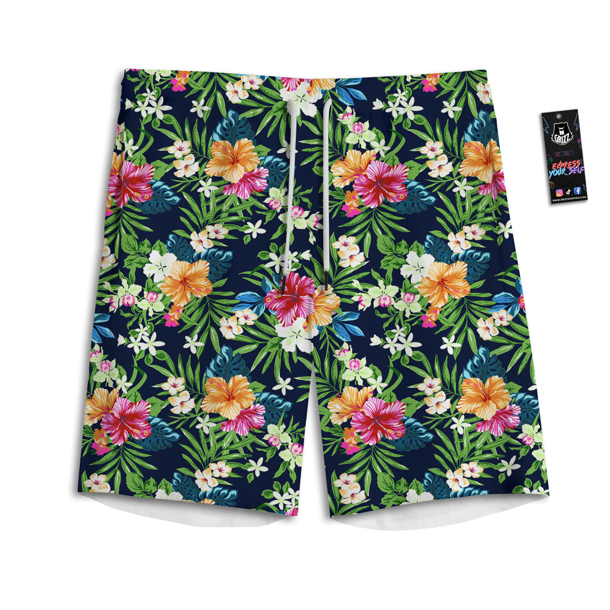 Flowers Tropical Print Pattern Men's Athletic Shorts-grizzshop