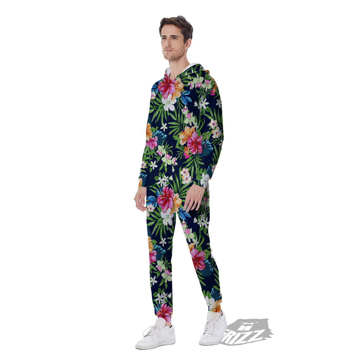 Flowers Tropical Print Pattern Men's Jumpsuit-grizzshop