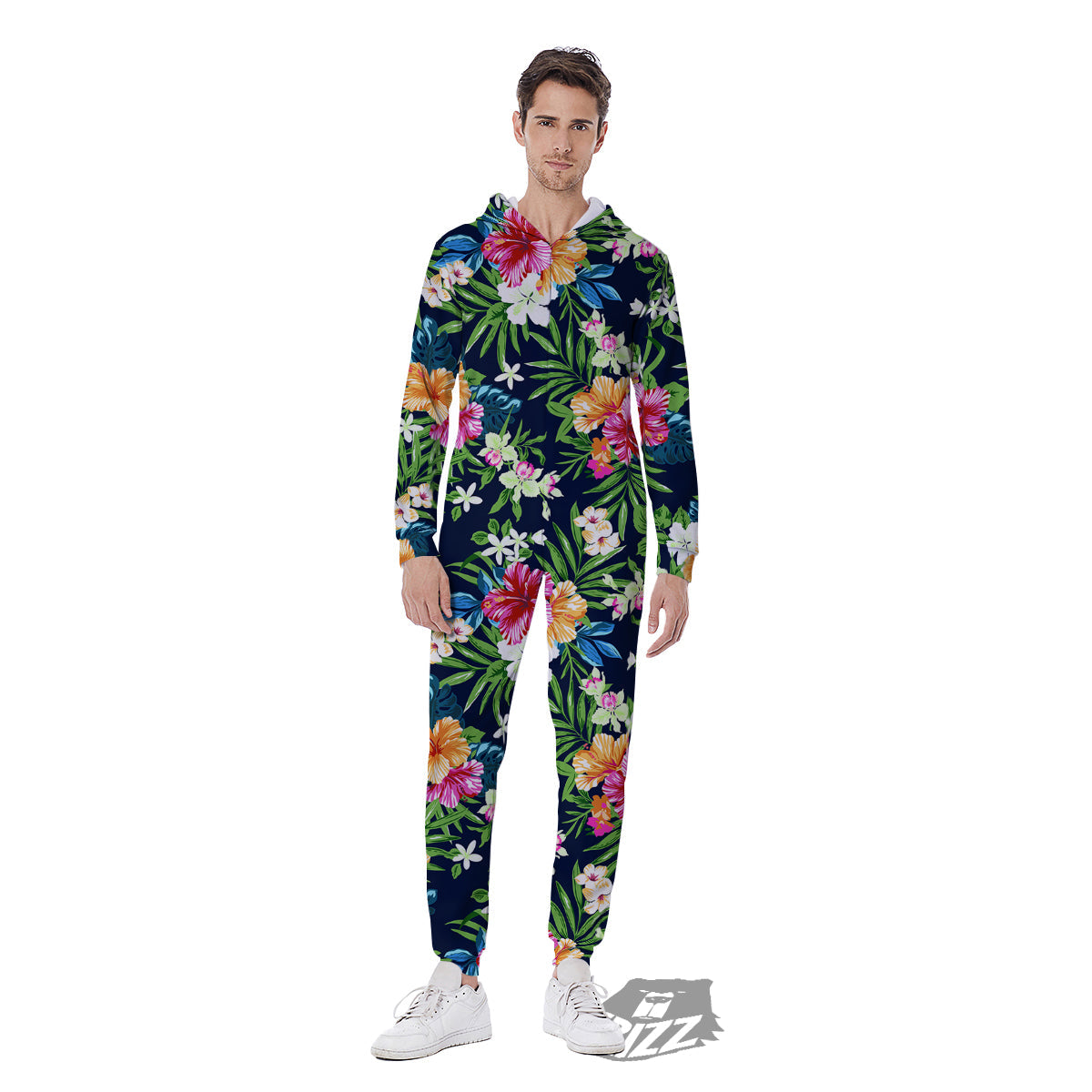 Flowers Tropical Print Pattern Men's Jumpsuit-grizzshop