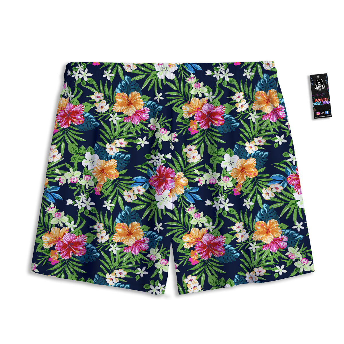 Flowers Tropical Print Pattern Mesh Shorts-grizzshop