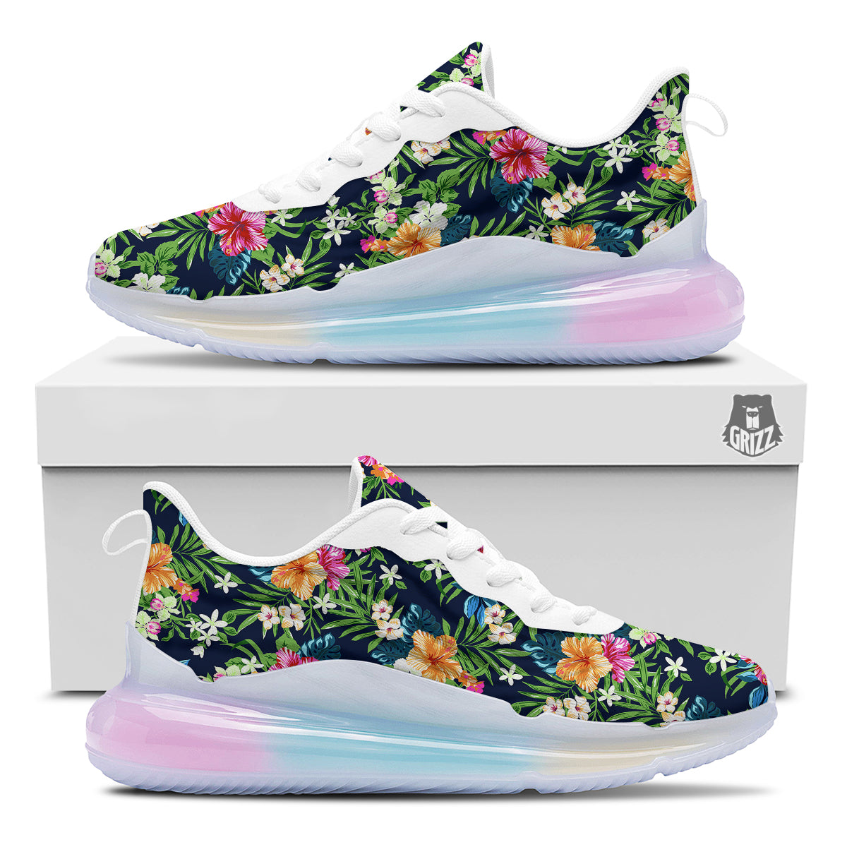 Flowers Tropical Print Pattern Running Sneakers-grizzshop