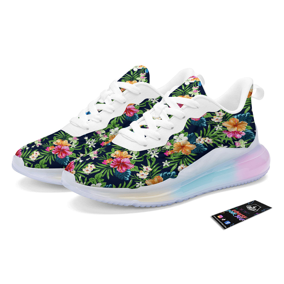 Flowers Tropical Print Pattern Running Sneakers-grizzshop