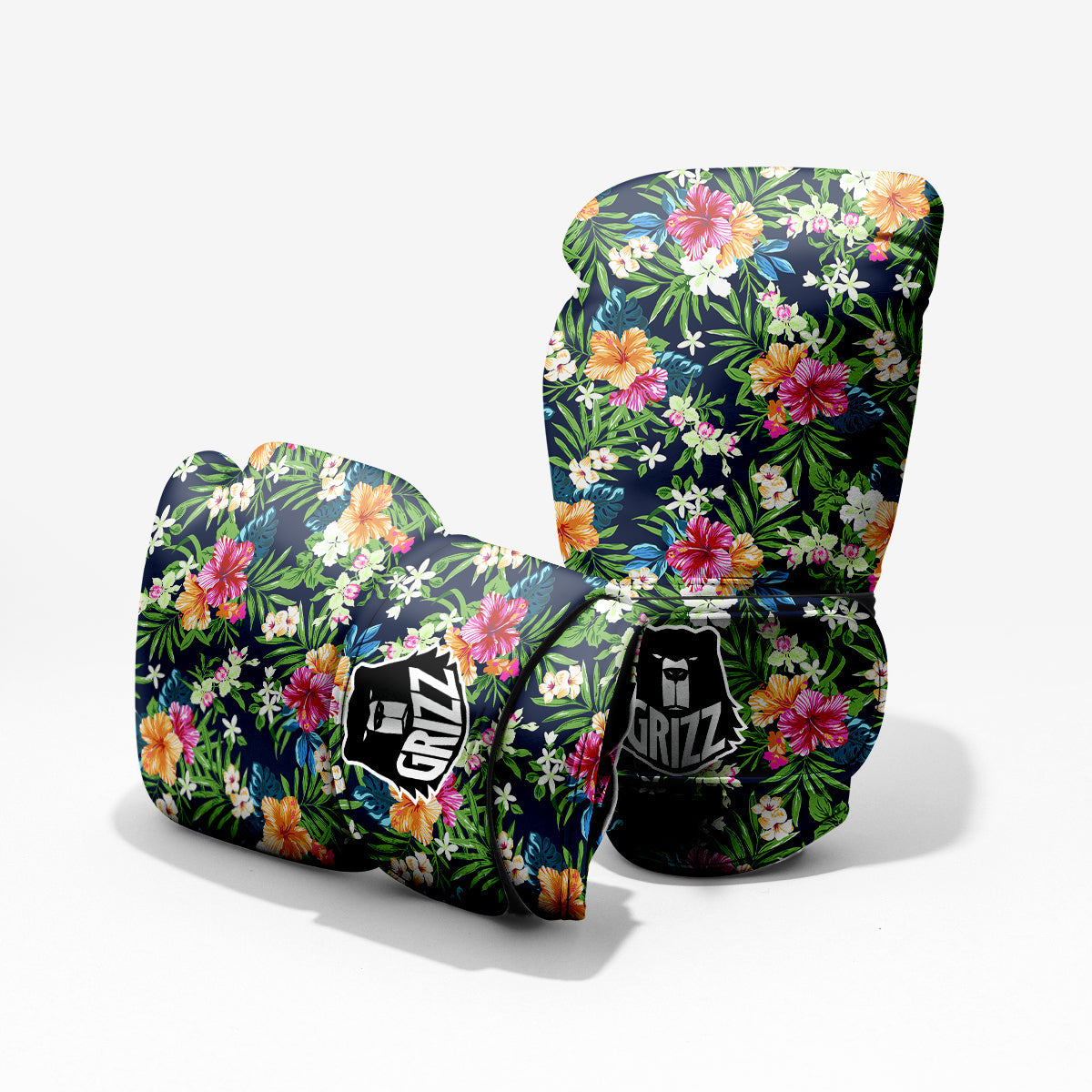 Flowers Tropical Print Pattern Sparring Gloves-grizzshop