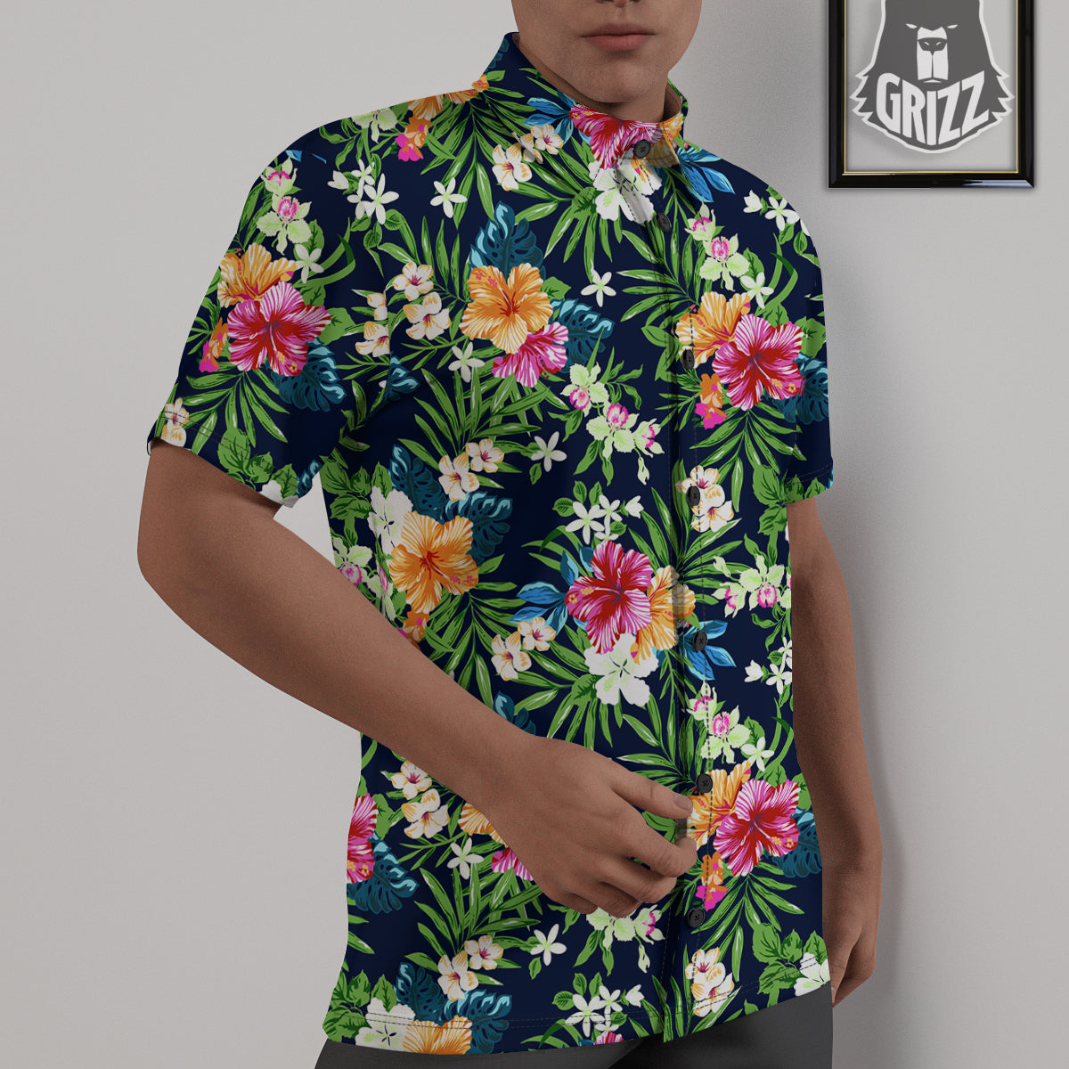 Flowers Tropical Print Pattern Untucked Shirts-grizzshop