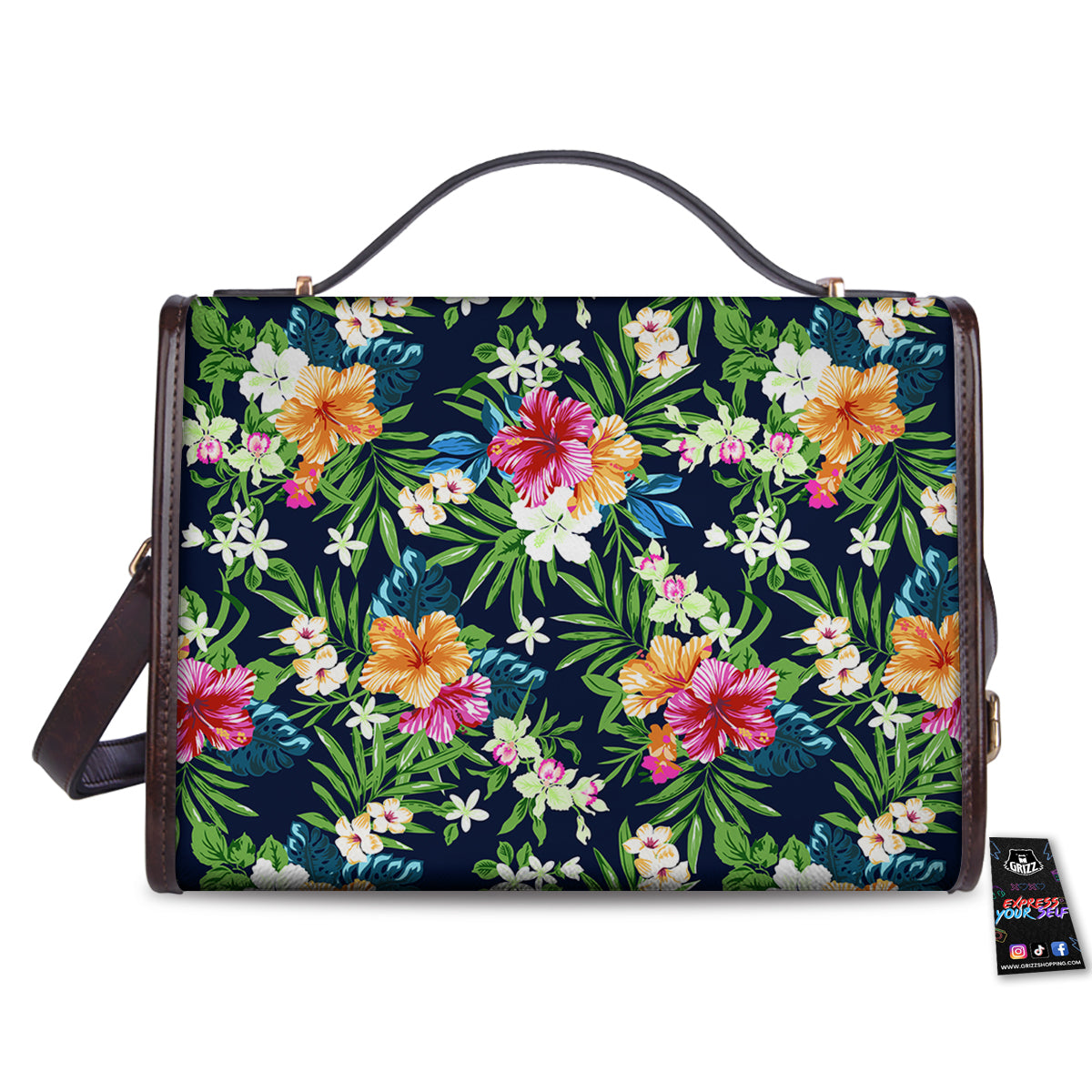 Flowers Tropical Print Pattern Women's Satchel Bag-grizzshop