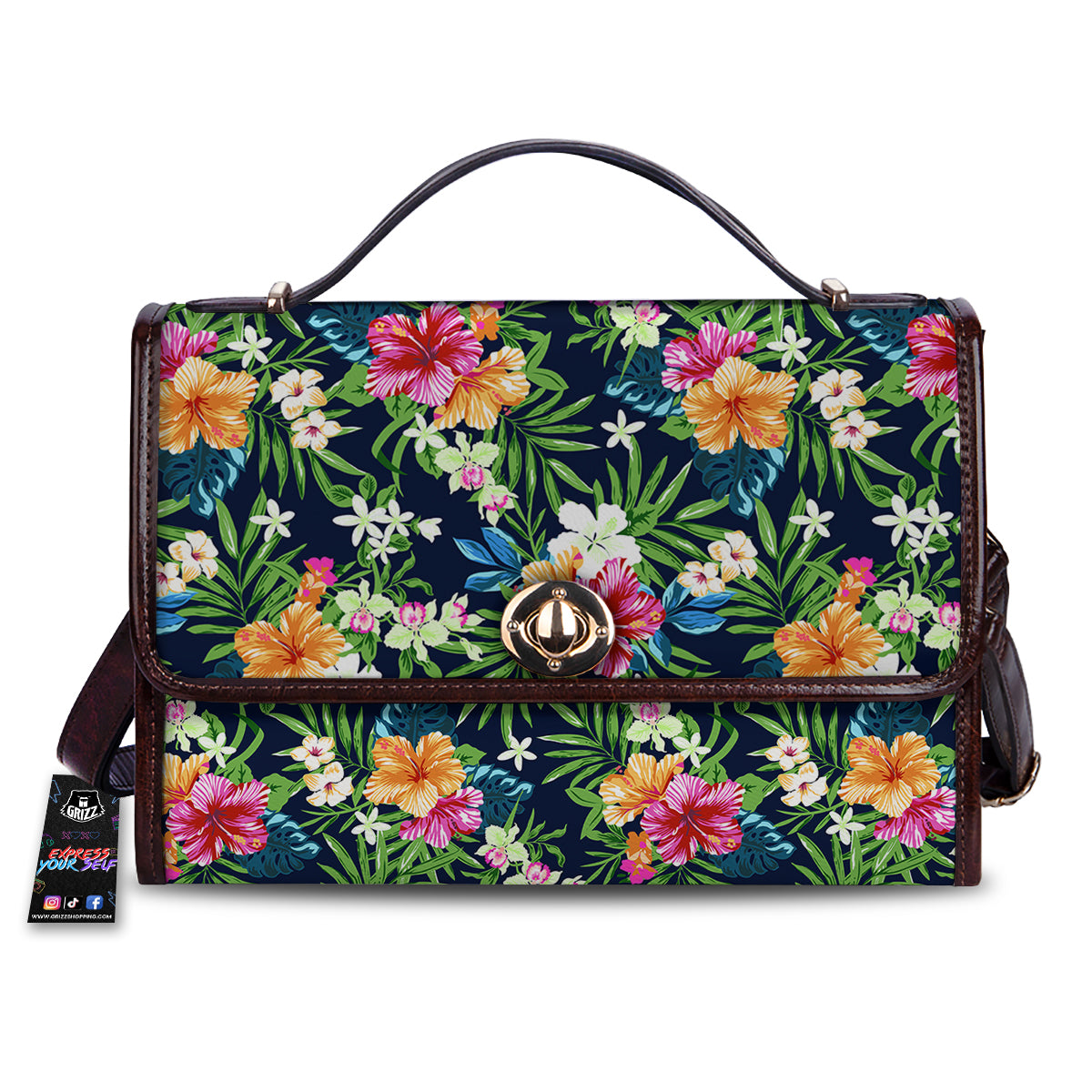 Flowers Tropical Print Pattern Women's Satchel Bag-grizzshop