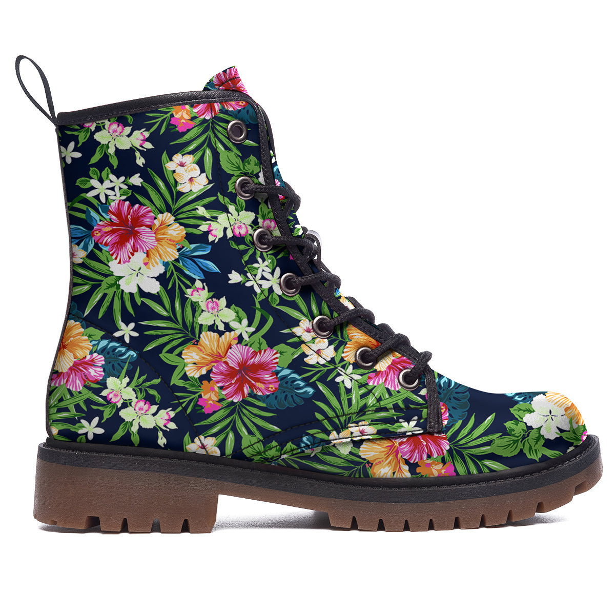 Flowers Tropical Print Pattern Work Boots-grizzshop