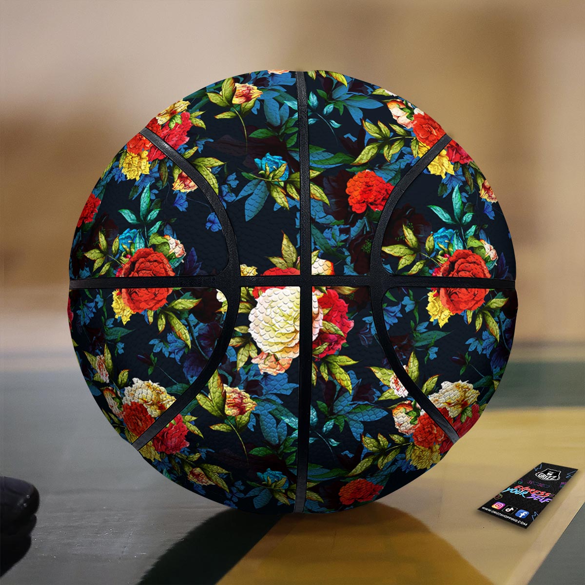 Flowers Yellow And Red Print Pattern Basketball-grizzshop