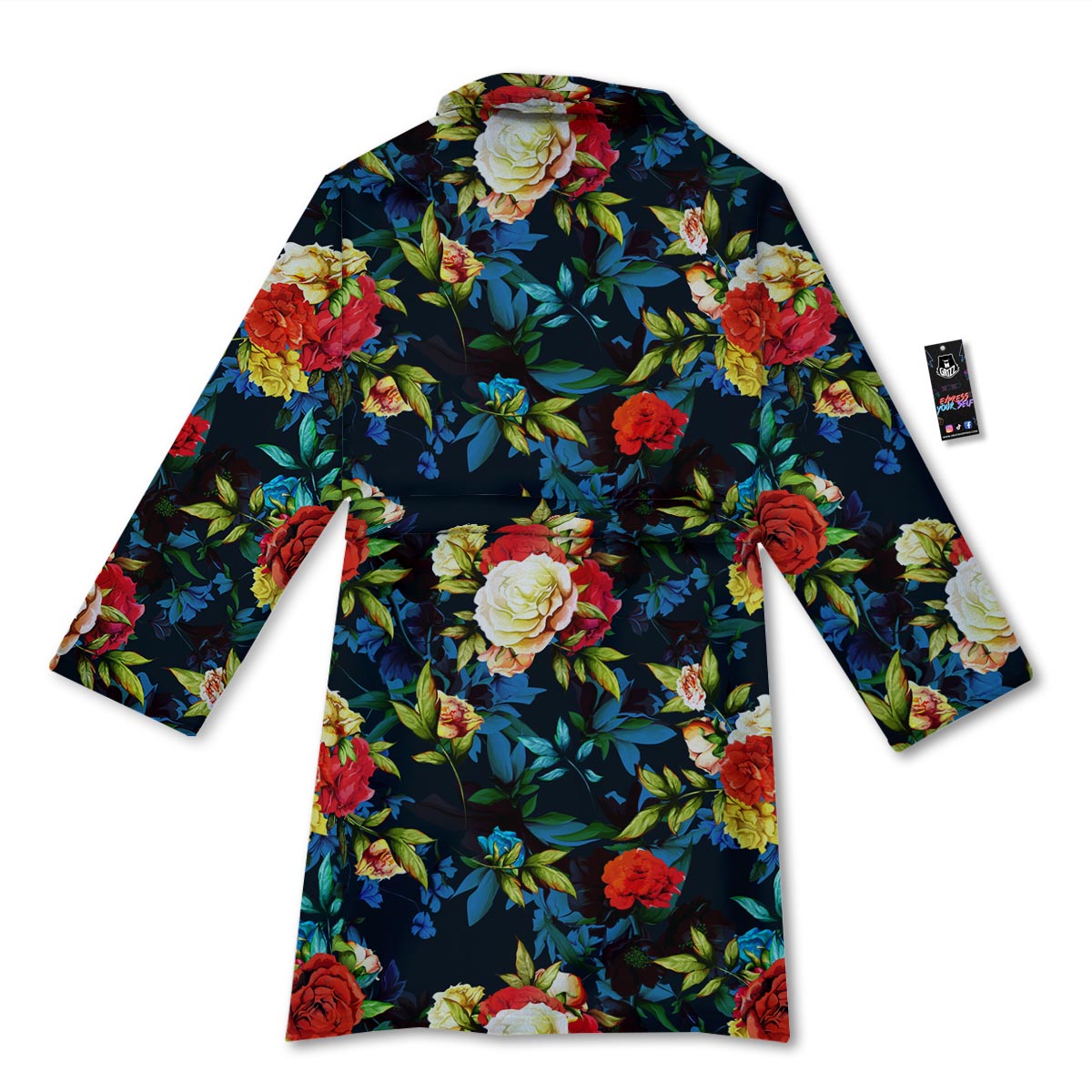 Flowers Yellow And Red Print Pattern Bathrobe-grizzshop
