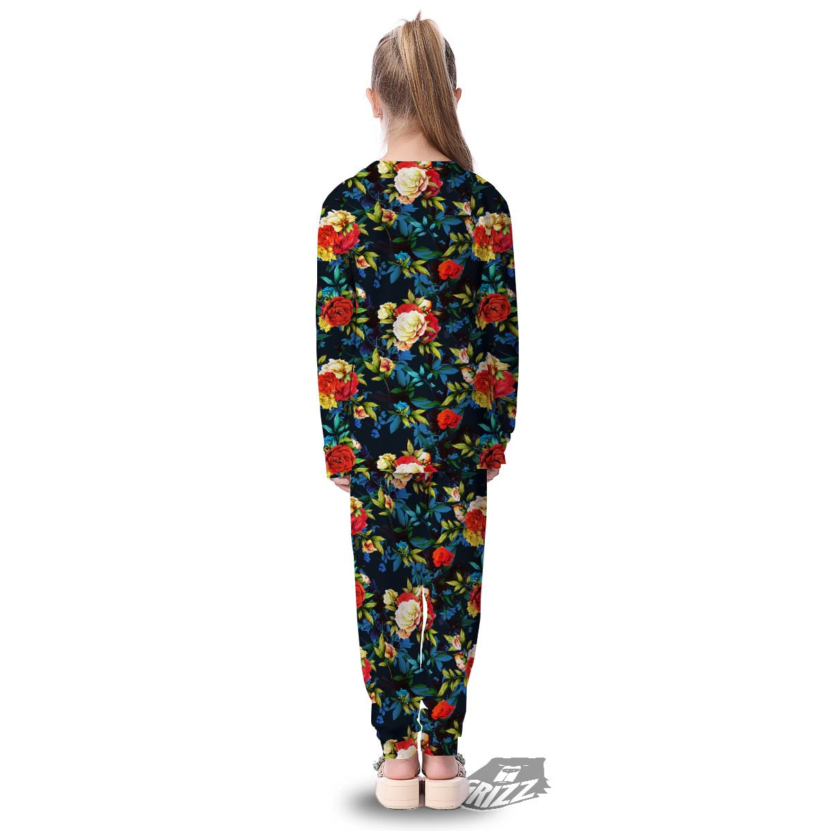Flowers Yellow And Red Print Pattern Kid's Pajamas-grizzshop