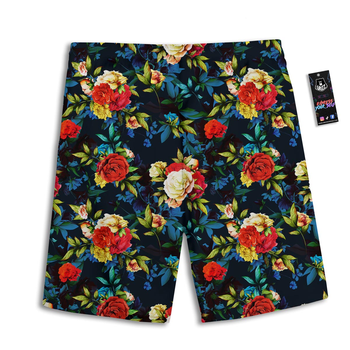 Flowers Yellow And Red Print Pattern Men's Athletic Shorts-grizzshop