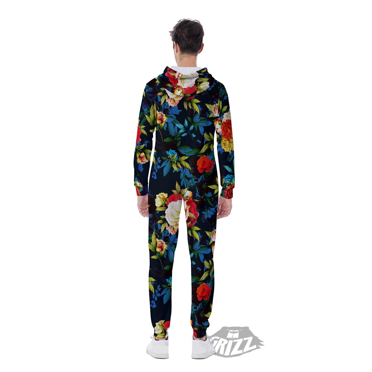 Flowers Yellow And Red Print Pattern Men's Jumpsuit-grizzshop