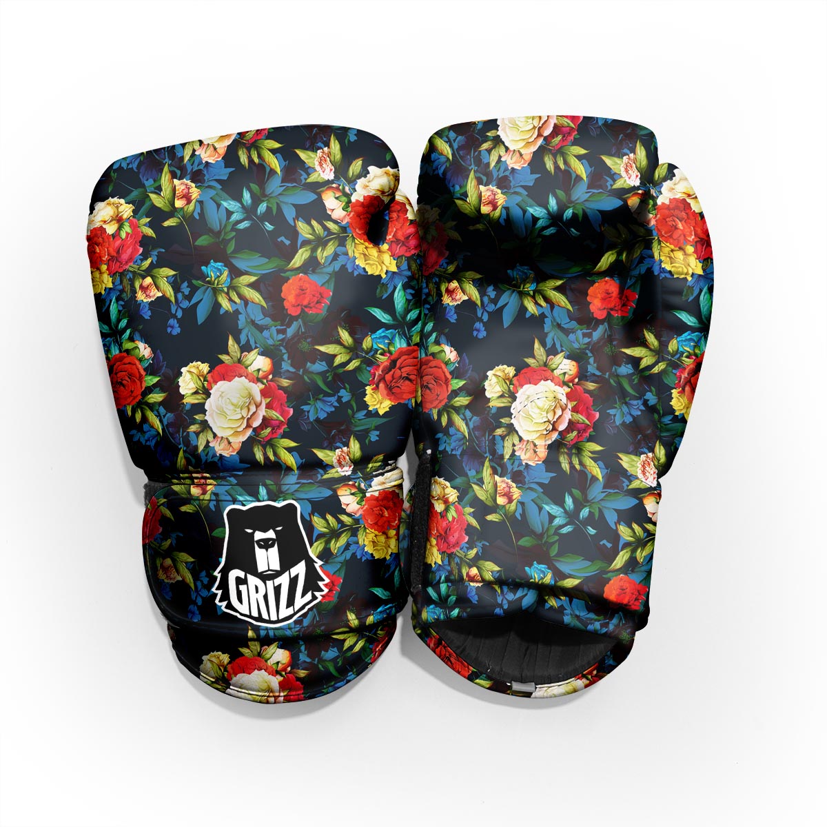 Flowers Yellow And Red Print Pattern Sparring Gloves-grizzshop