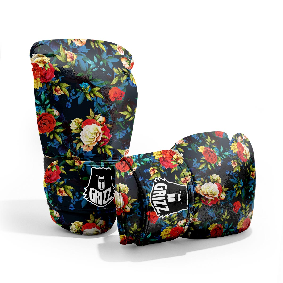Flowers Yellow And Red Print Pattern Sparring Gloves-grizzshop