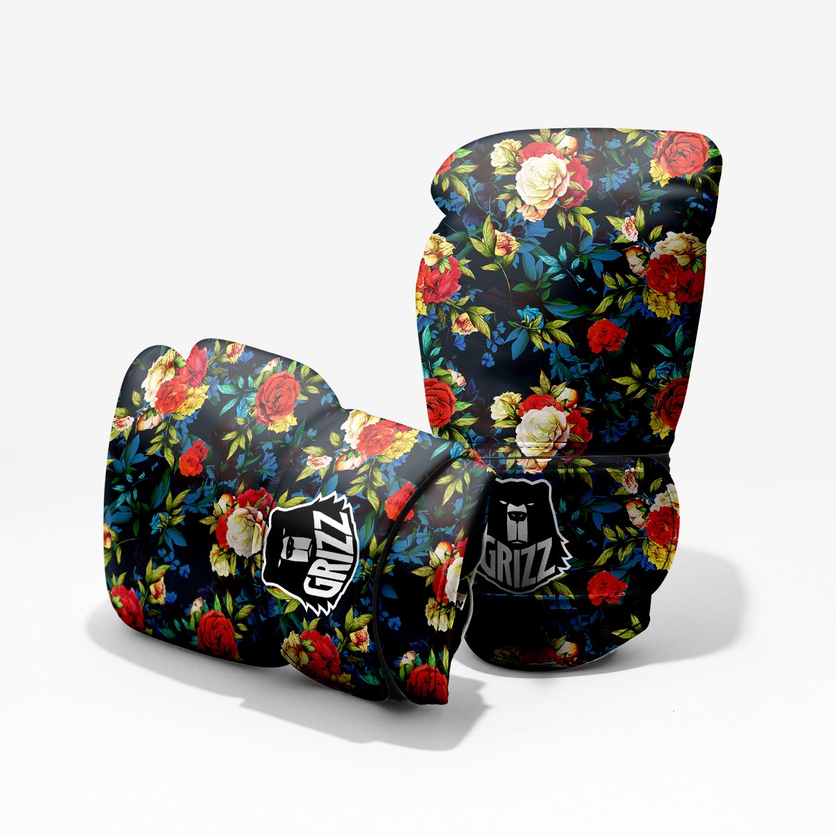 Flowers Yellow And Red Print Pattern Sparring Gloves-grizzshop