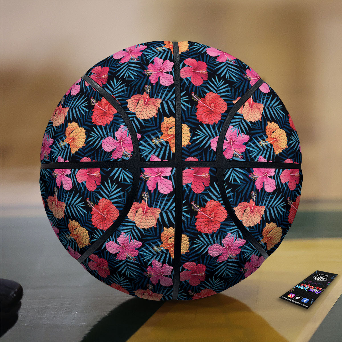Fuji Mount And Cherry Blossom Print Basketball