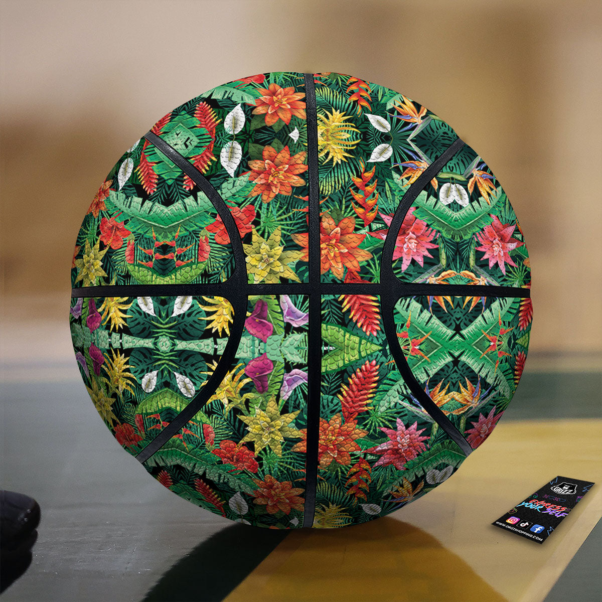 Flowers Hawaiian Floral Print Pattern Basketball