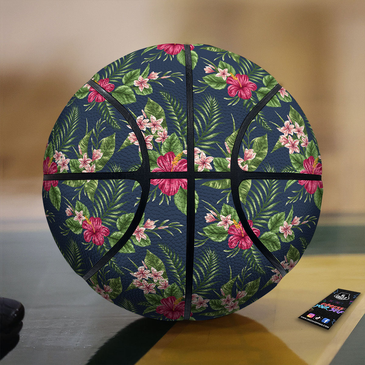 Flowers Hibiscus Plumeria Print Pattern Basketball