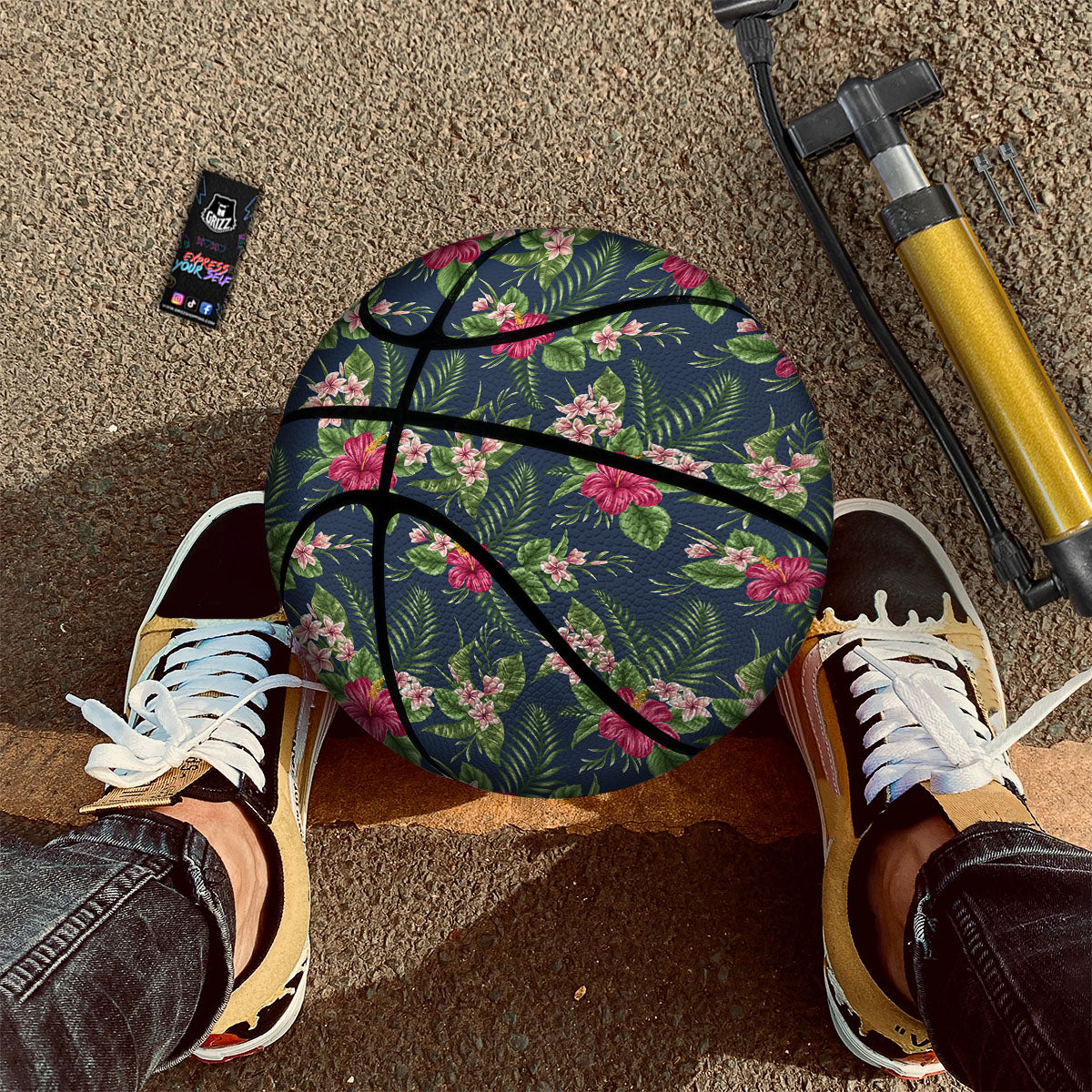 Flowers Hibiscus Plumeria Print Pattern Basketball