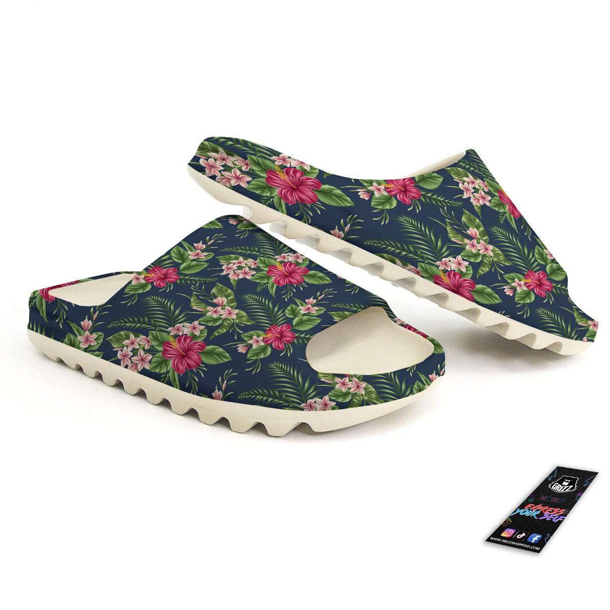 Flowers Hibiscus Plumeria Print Pattern Sandals-grizzshop