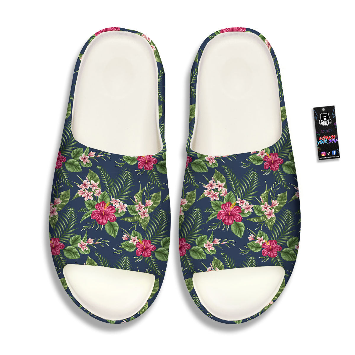 Flowers Hibiscus Plumeria Print Pattern Sandals-grizzshop