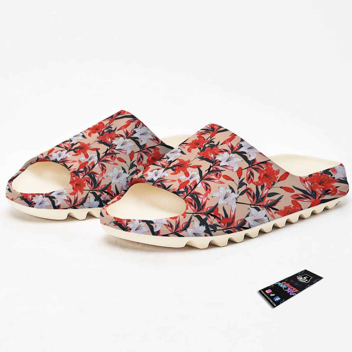 Flowers Lily Watercolor Print Pattern Sandals-grizzshop