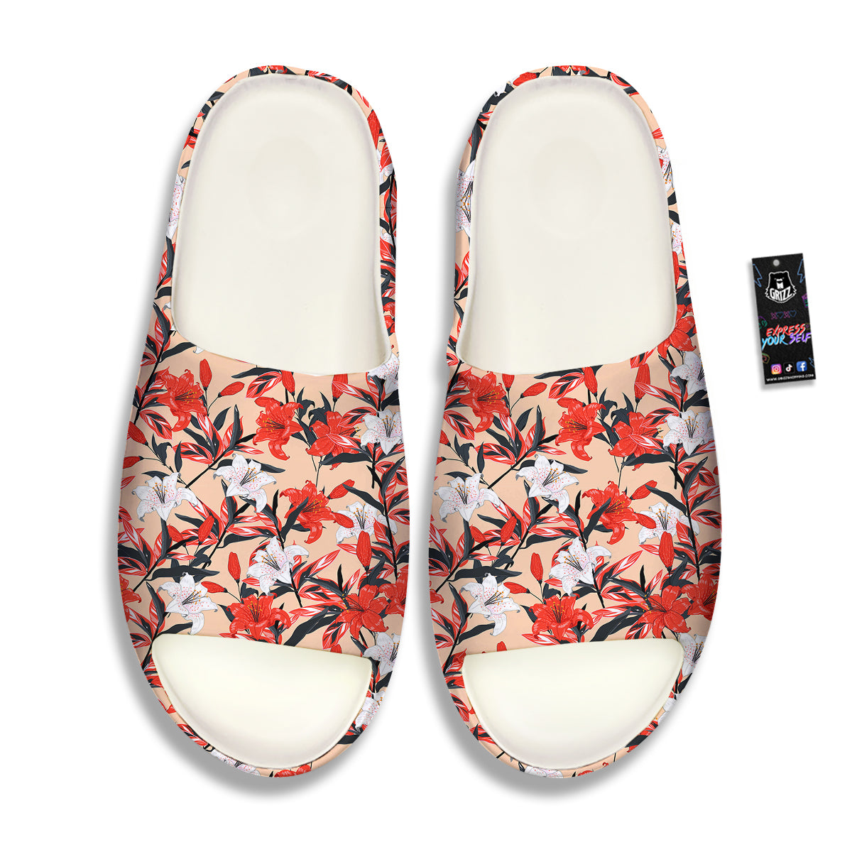Flowers Lily Watercolor Print Pattern Sandals-grizzshop