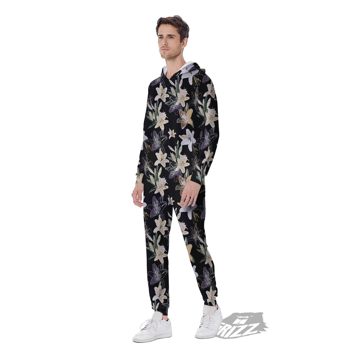 Flowers Spring Lily Print Pattern Men's Jumpsuit-grizzshop