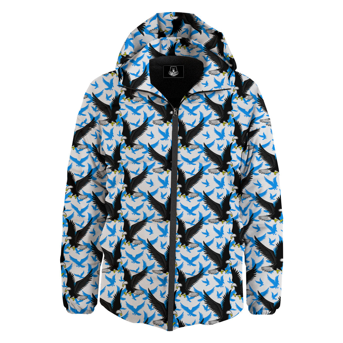 Flying Bald Eagles Blue White Print Pattern Down Jacket-grizzshop