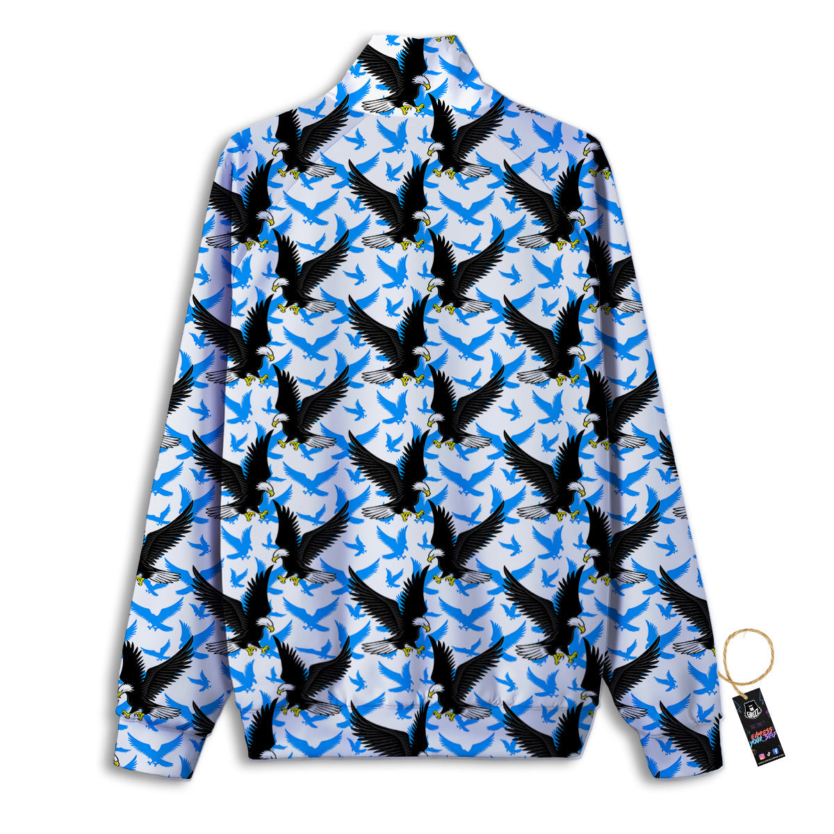 Flying Bald Eagles Blue White Print Pattern Track Jacket-grizzshop