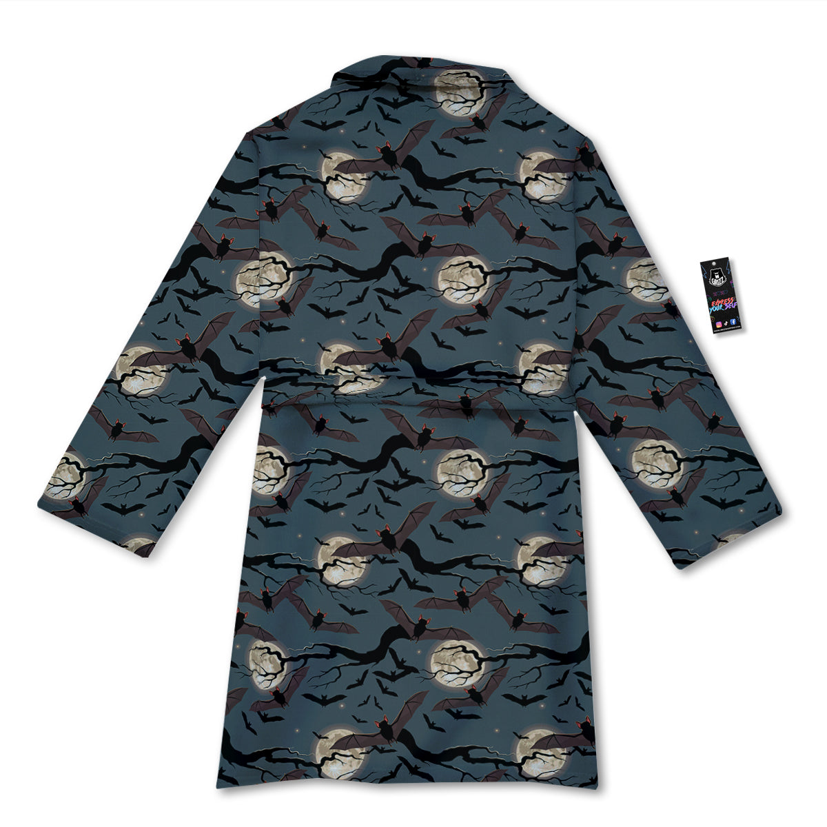 Flying Bat In The Moonlight Print Pattern Bathrobe-grizzshop