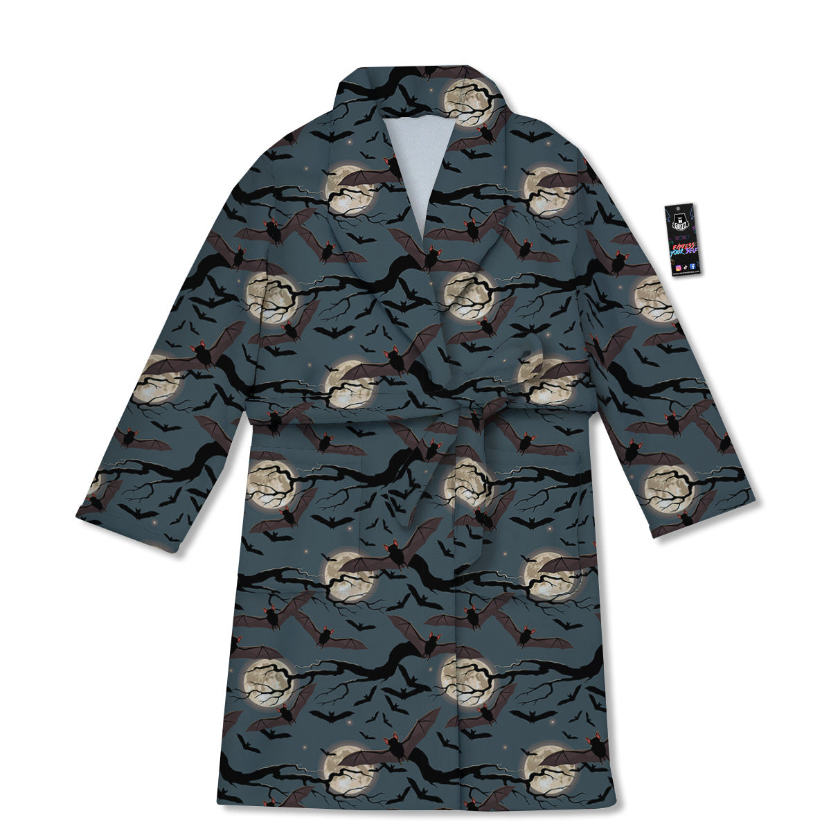 Flying Bat In The Moonlight Print Pattern Bathrobe-grizzshop