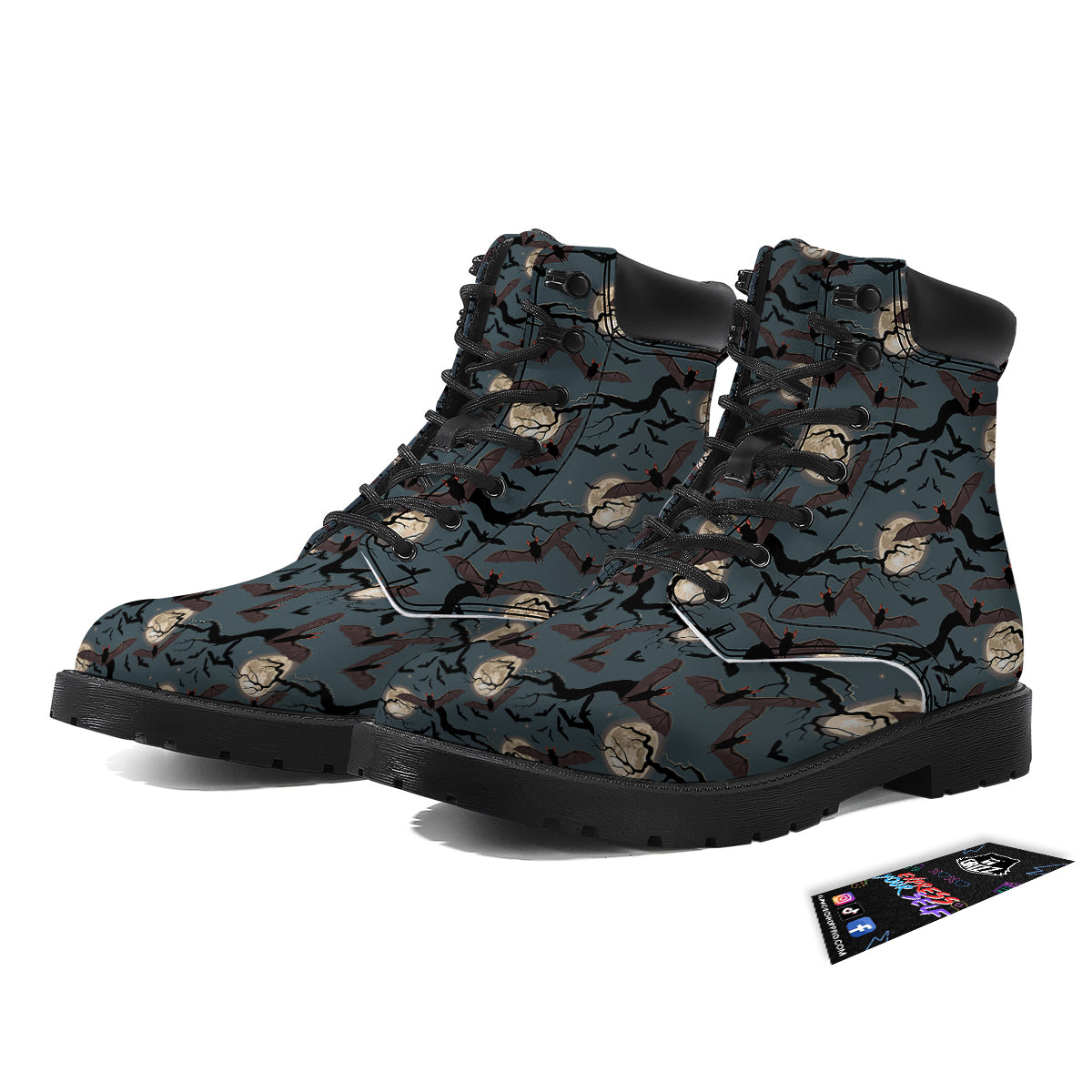 Flying Bat In The Moonlight Print Pattern Boots-grizzshop
