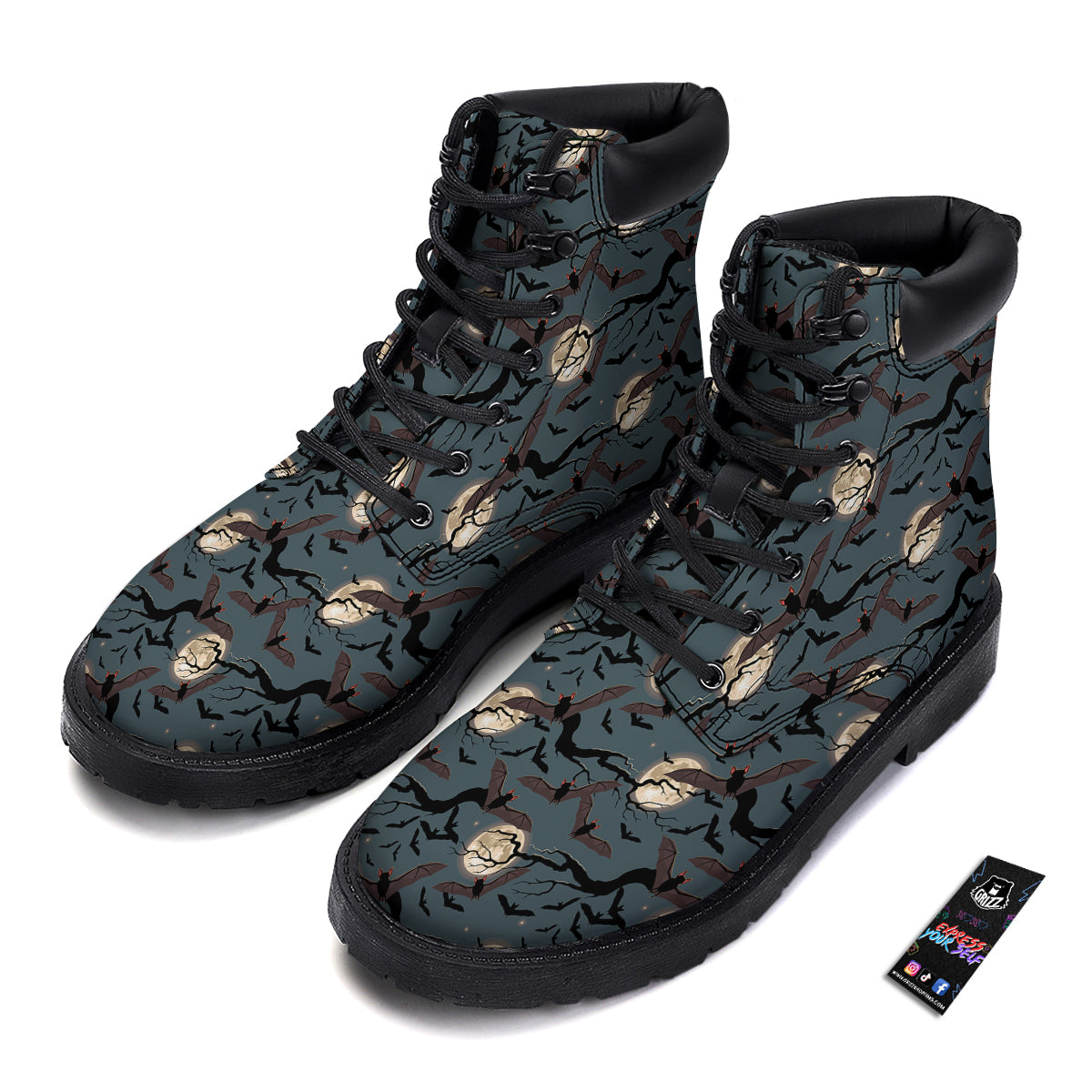 Flying Bat In The Moonlight Print Pattern Boots-grizzshop