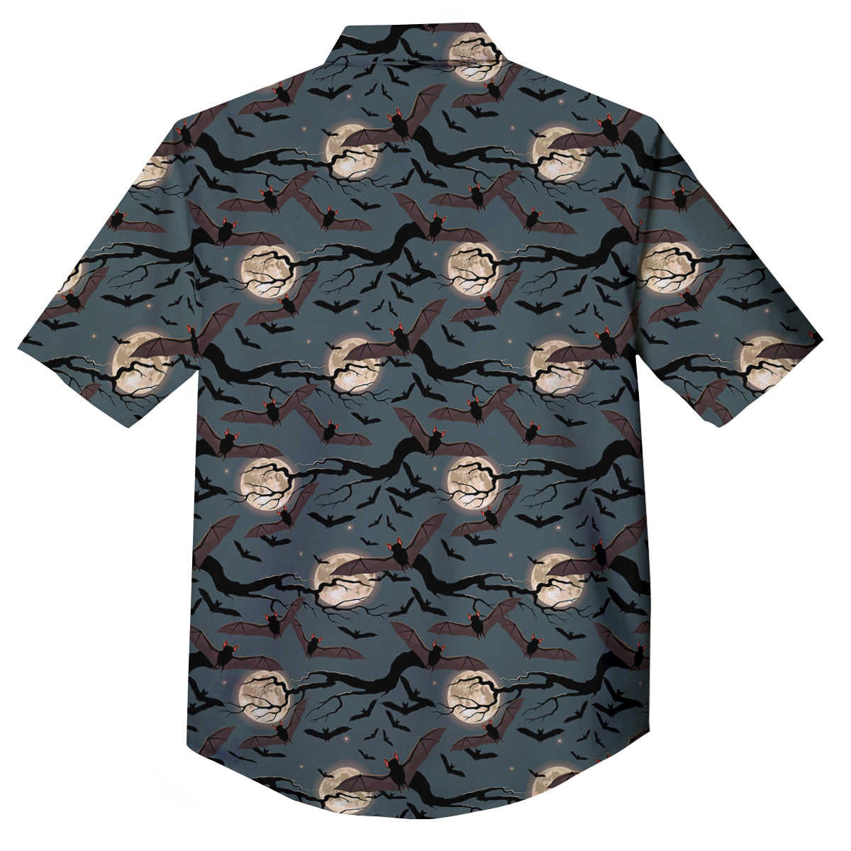 Flying Bat In The Moonlight Print Pattern Button Up Shirt-grizzshop