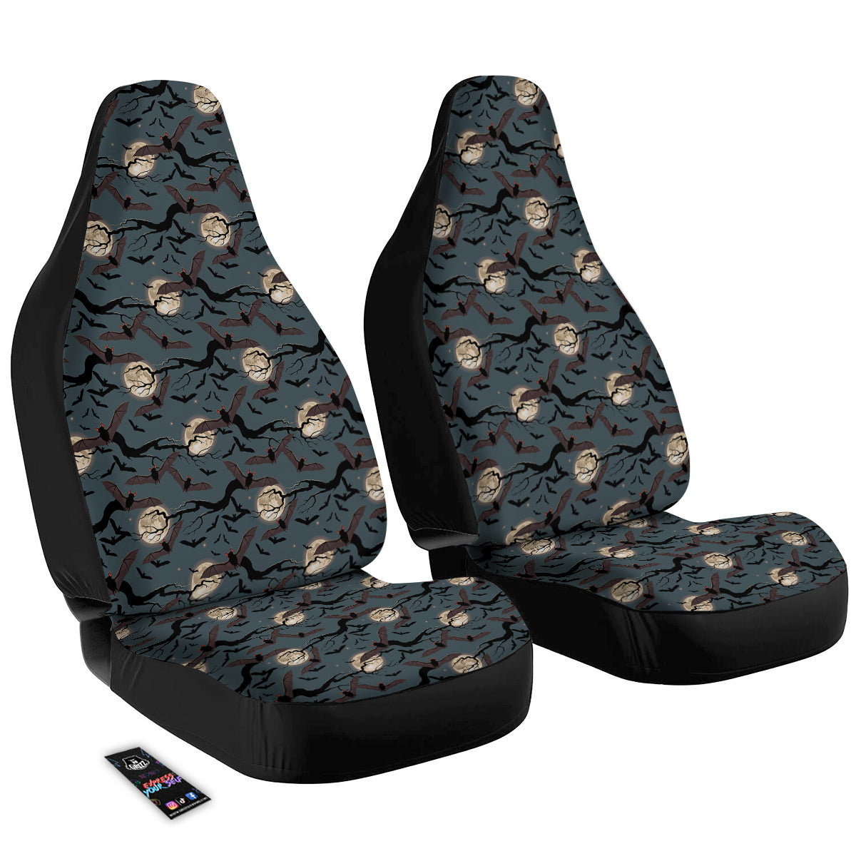 Flying Bat In The Moonlight Print Pattern Car Seat Covers-grizzshop