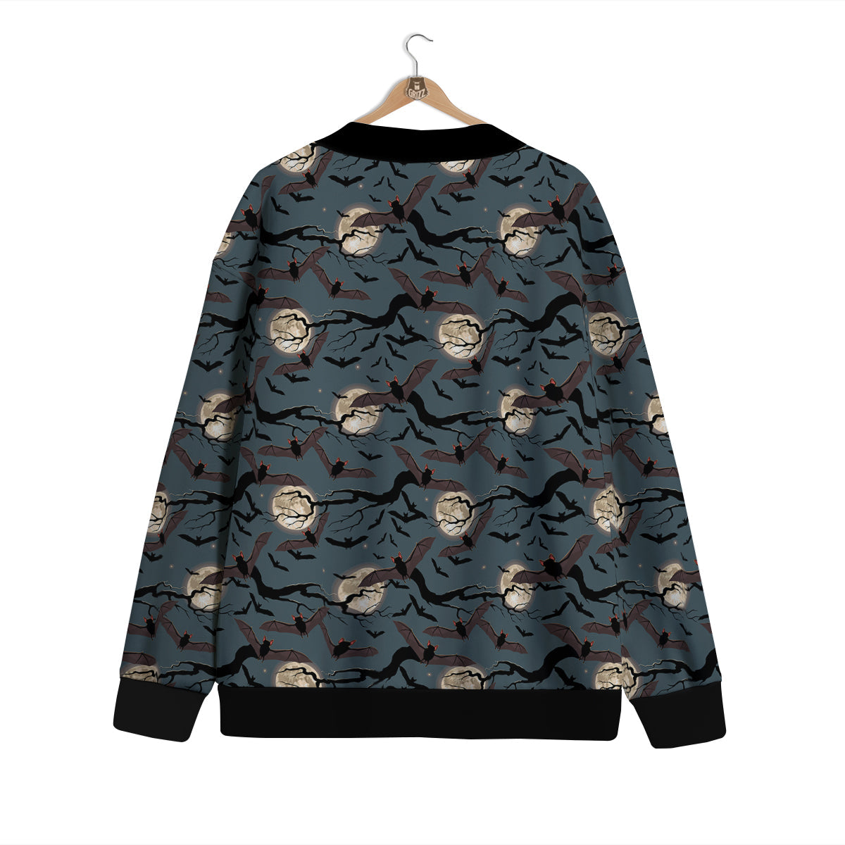 Flying Bat In The Moonlight Print Pattern Cardigan-grizzshop