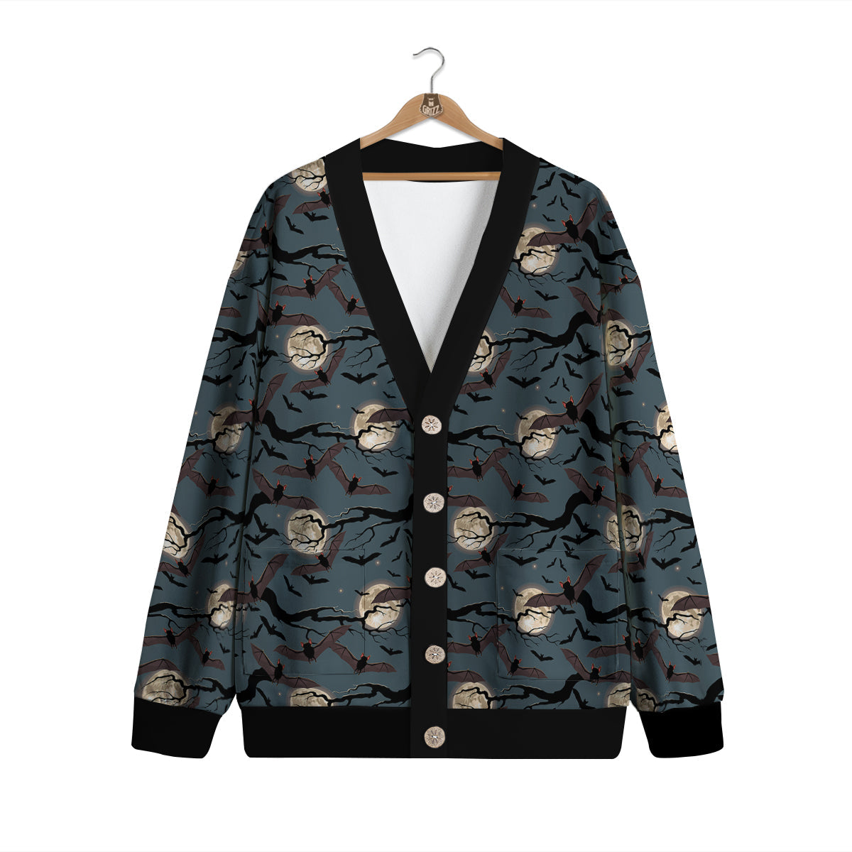 Flying Bat In The Moonlight Print Pattern Cardigan-grizzshop
