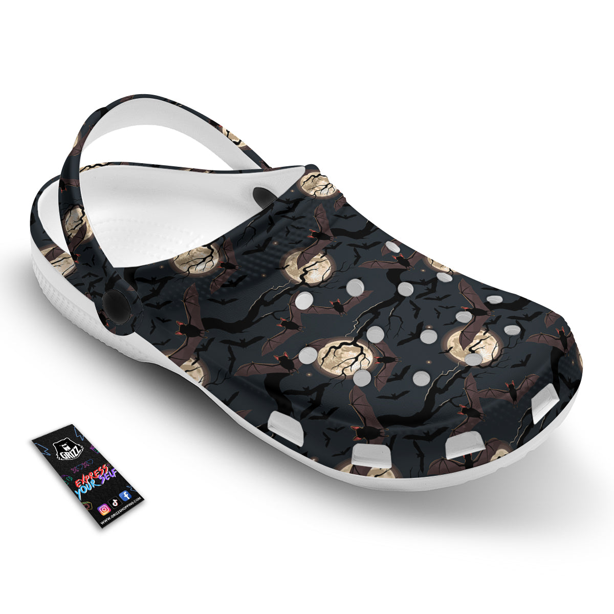 Flying Bat In The Moonlight Print Pattern Clog-grizzshop