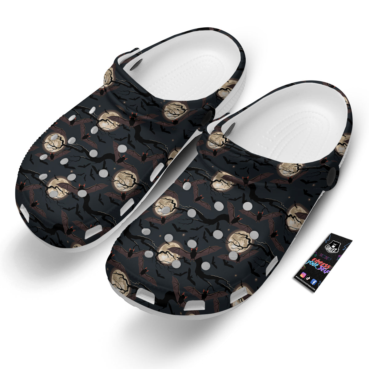 Flying Bat In The Moonlight Print Pattern Clog-grizzshop