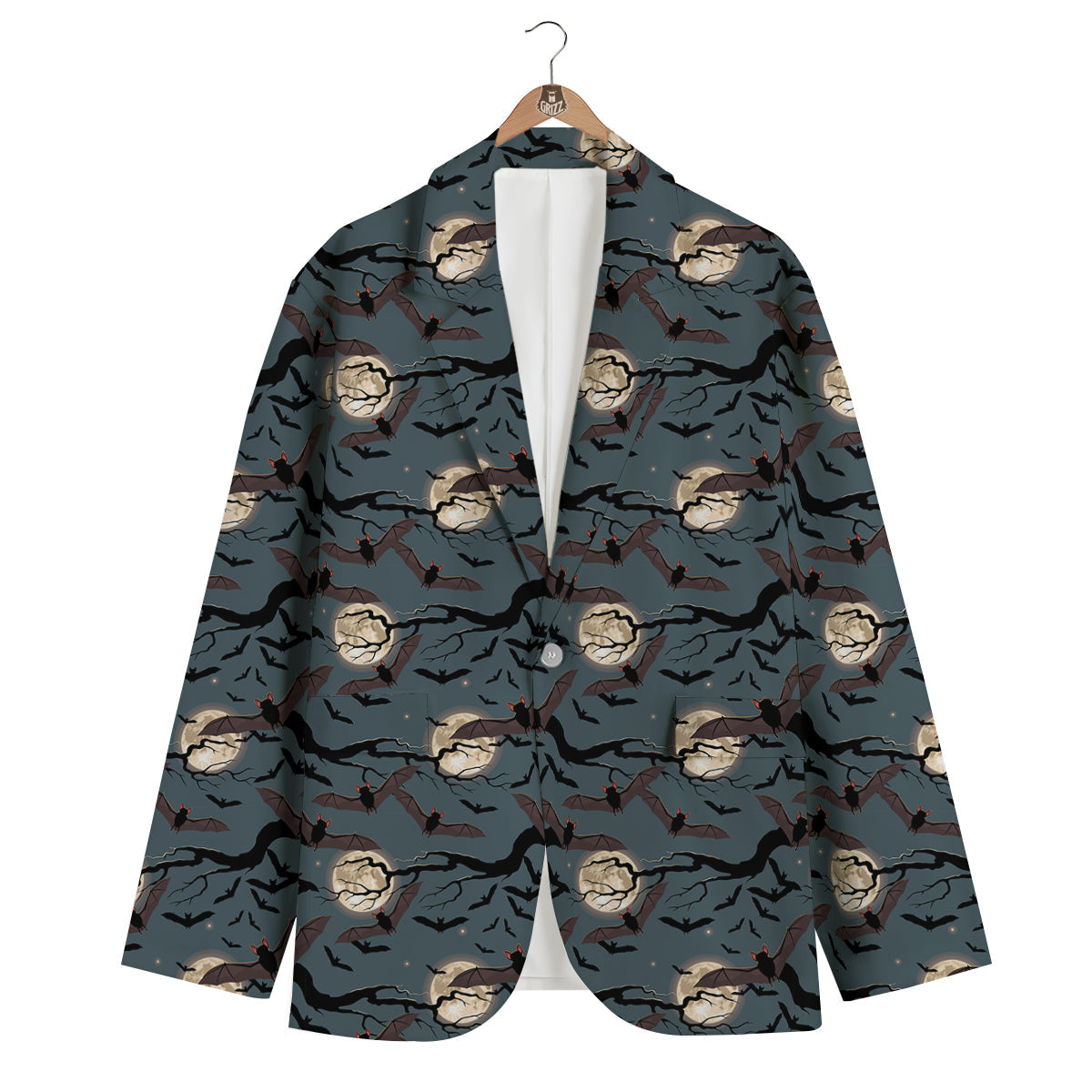 Flying Bat In The Moonlight Print Pattern Men's Blazer-grizzshop
