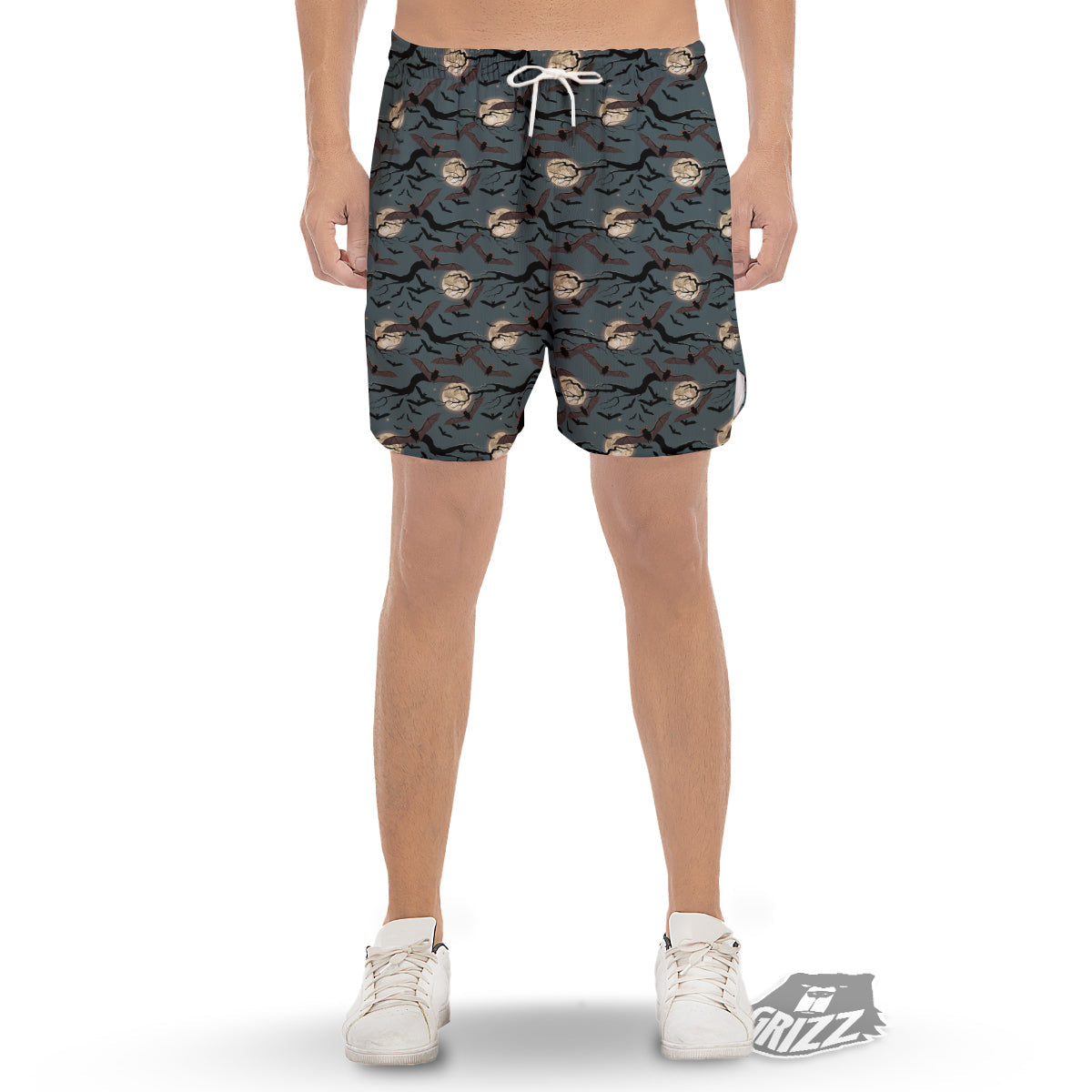 Flying Bat In The Moonlight Print Pattern Men's Gym Shorts-grizzshop