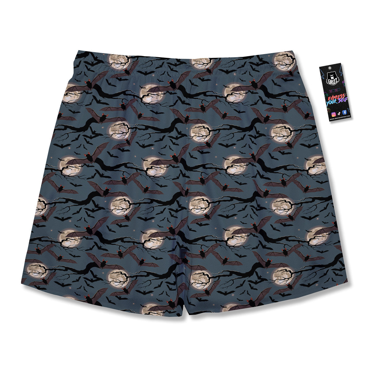 Flying Bat In The Moonlight Print Pattern Men's Running Shorts-grizzshop