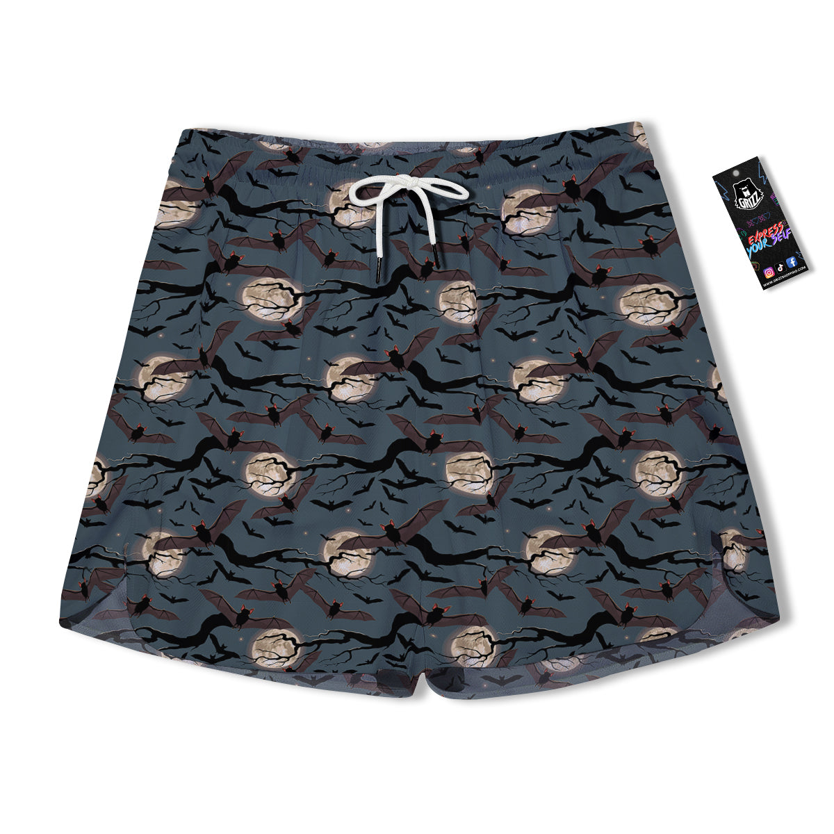 Flying Bat In The Moonlight Print Pattern Men's Running Shorts-grizzshop