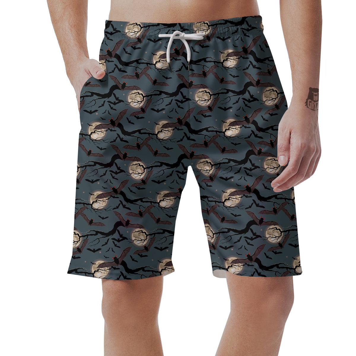 Flying Bat In The Moonlight Print Pattern Men's Shorts-grizzshop